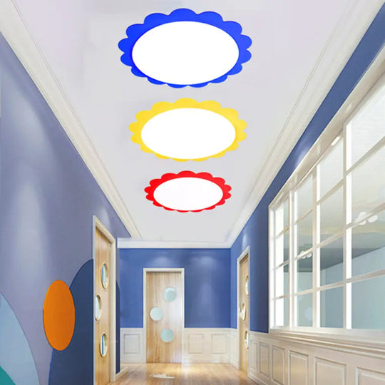 Cartoon Flower Ceiling Light For Corridor And Bathroom Blue / White