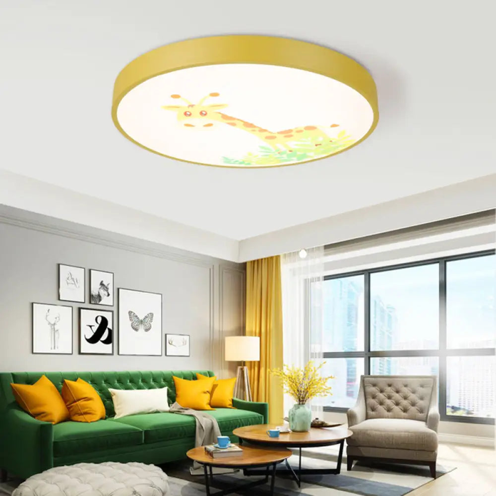 Cartoon Flush Mount Acrylic Ceiling Light Fixture For Living Room Yellow