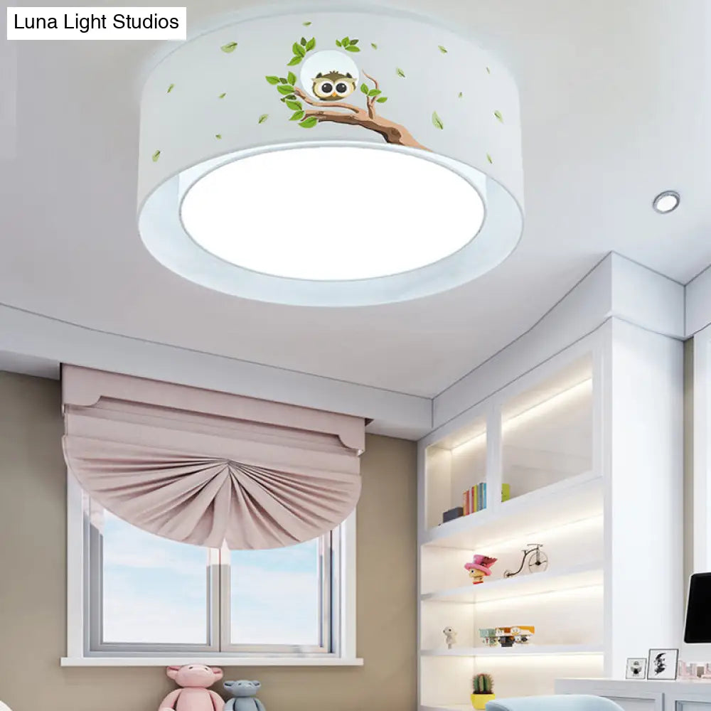 Cartoon Flush Mount Ceiling Light: Acrylic Fixture For Kindergarten Green / White