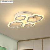 Cartoon Flush Mount Lighting: Cloud Living Room Light Fixture With Acrylic Panels White 4/8 Lights