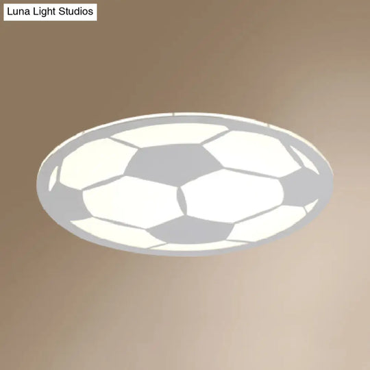 Cartoon Football Led Flush Ceiling Light For Nursery - White/Black/Pink