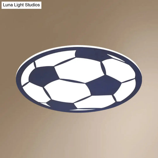 Cartoon Football Led Flush Ceiling Light For Nursery - White/Black/Pink