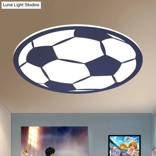 Cartoon Football Led Flush Ceiling Light For Nursery - White/Black/Pink Blue