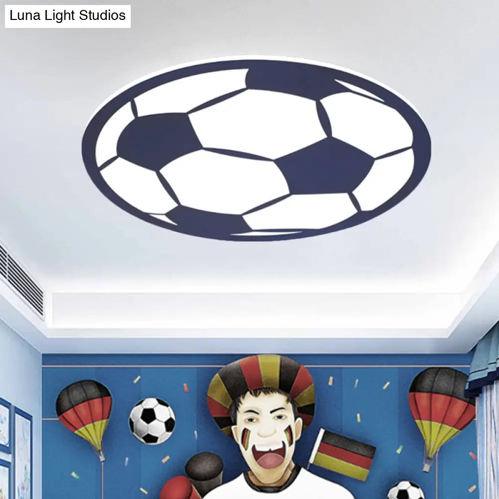 Cartoon Football Led Flush Ceiling Light For Nursery - White/Black/Pink