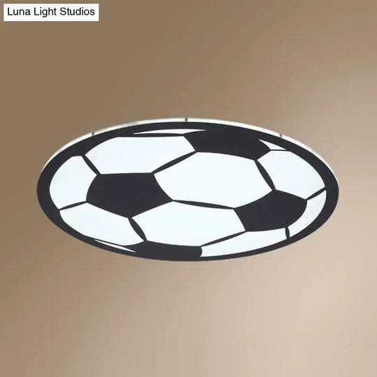 Cartoon Football Led Flush Ceiling Light For Nursery - White/Black/Pink