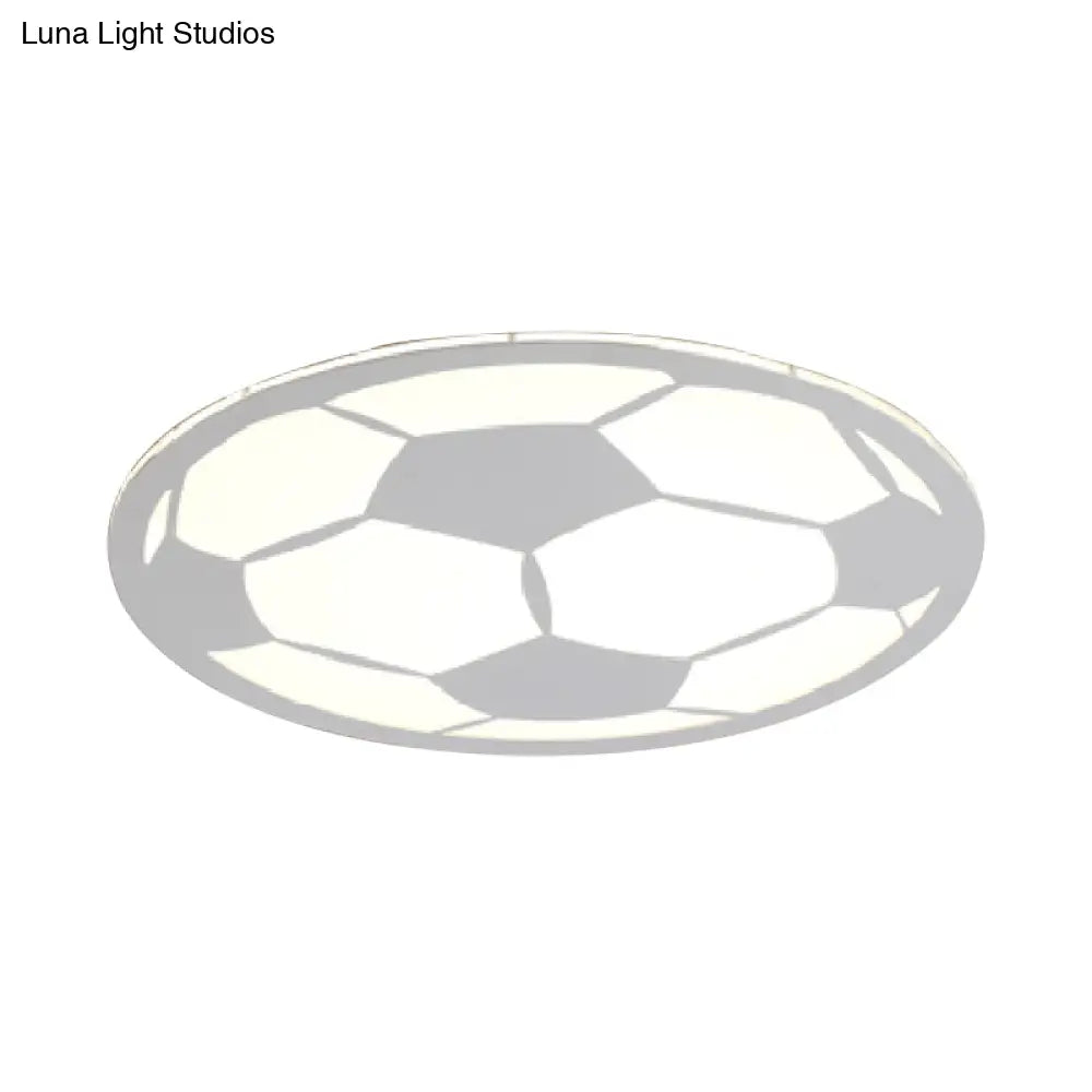 Cartoon Football Led Flush Ceiling Light For Nursery - White/Black/Pink