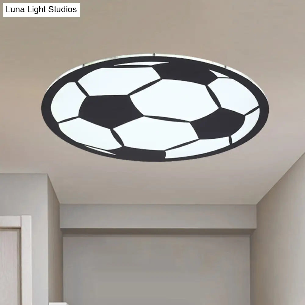 Cartoon Football Led Flush Ceiling Light For Nursery - White/Black/Pink