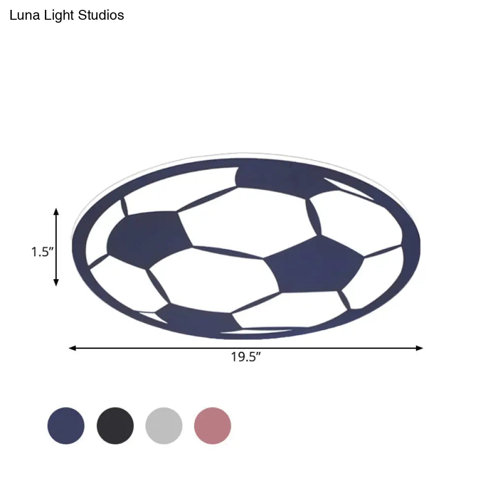 Cartoon Football Led Flush Ceiling Light For Nursery - White/Black/Pink