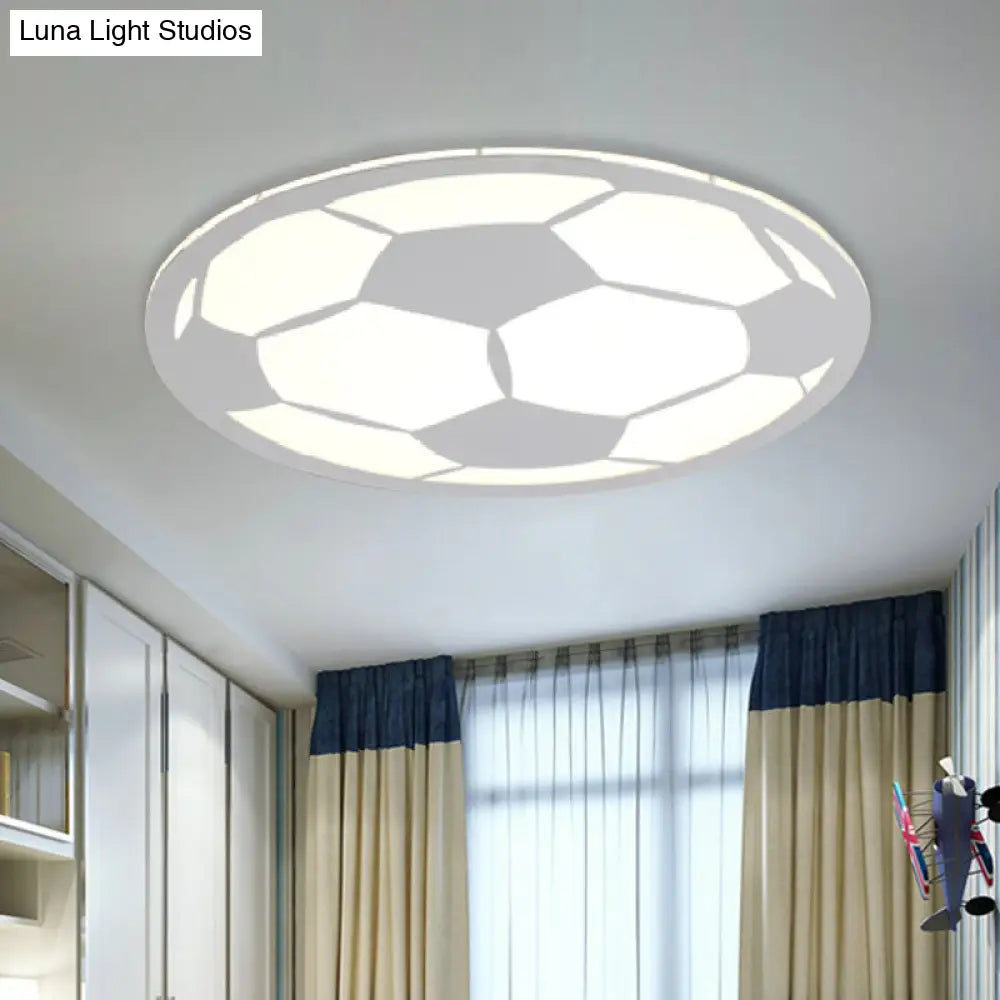 Cartoon Football Led Flush Ceiling Light For Nursery - White/Black/Pink