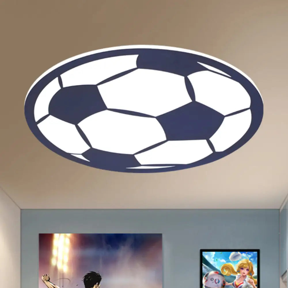 Cartoon Football Led Flush Ceiling Light For Nursery - White/Black/Pink Blue