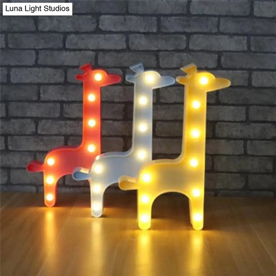 Cartoon Giraffe Led Nightlight For Bedside - Plastic Wall-Mounted Nightstand Lamp