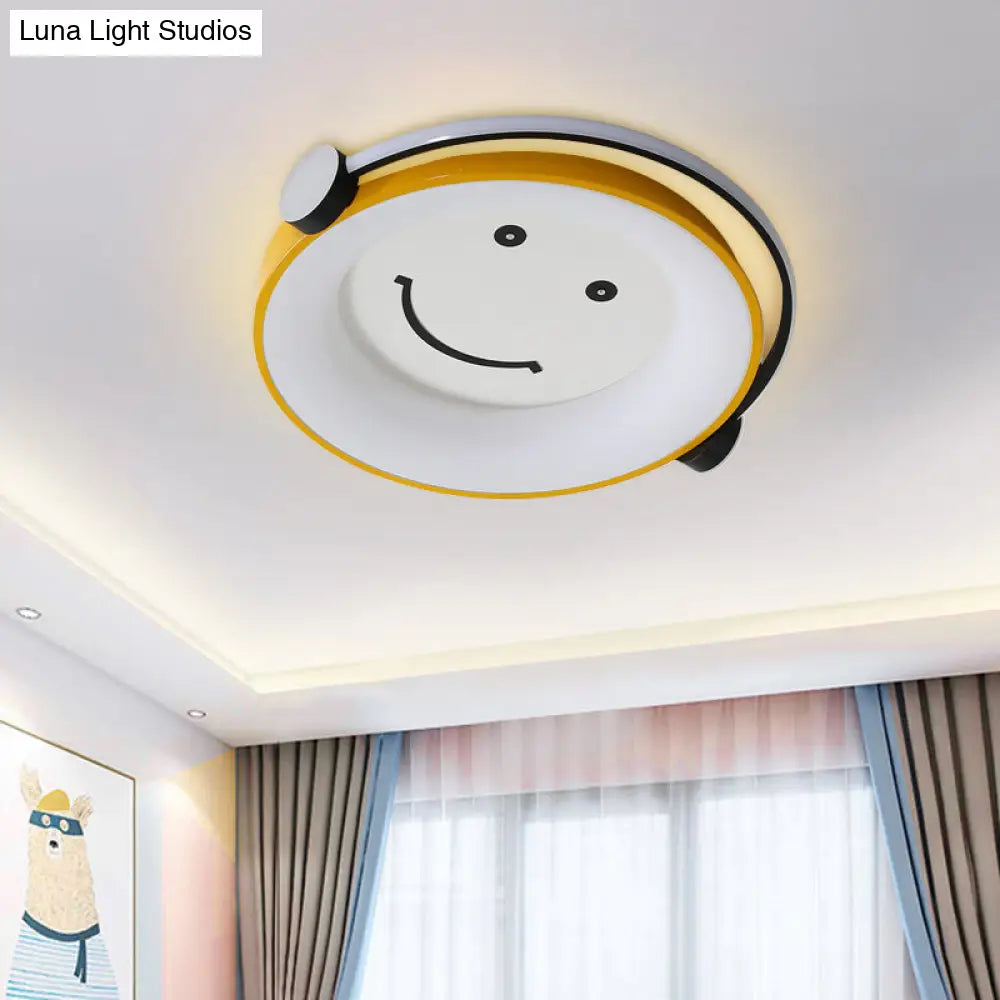 Cartoon Kid Flush Light Led Ceiling Lamp In Yellow - Acrylic Music-Themed For Childs Bedroom