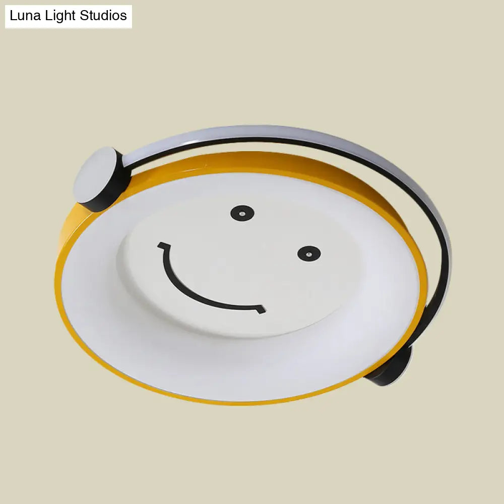 Cartoon Kid Flush Light Led Ceiling Lamp In Yellow - Acrylic Music - Themed For Child’s Bedroom