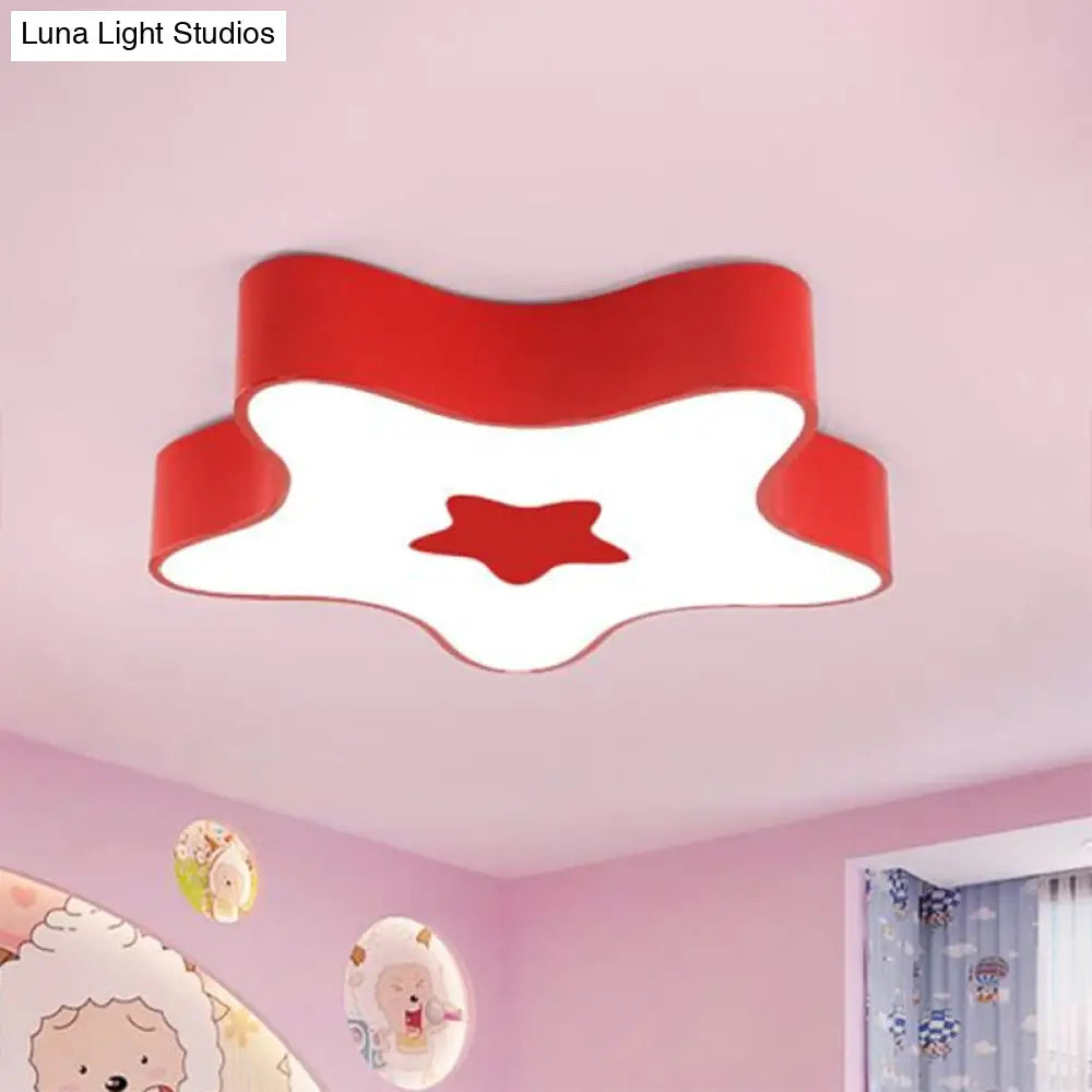 Cartoon Led Acrylic Star Flush Ceiling Light For Childrens Bedroom Red / 11