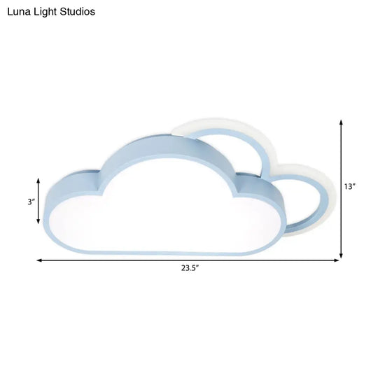 Cartoon Led Cloud Flushmount Lighting: Blue/Pink Stylish Ceiling Fixture In Warm/White Light