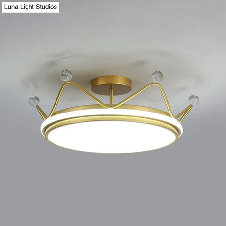 Cartoon Led Crown Ceiling Light For Kids Room - Flush Mount Fixture