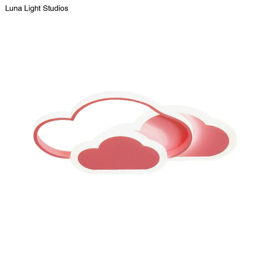 Cartoon Led Flush Ceiling Light - Acrylic Cloudy White/Pink Warm/White Perfect For Bedroom 16.5/20.5