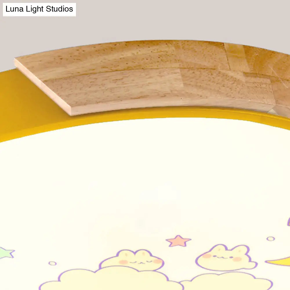Cartoon Led Flush Ceiling Light Fixture For Kindergartens - Round Acrylic