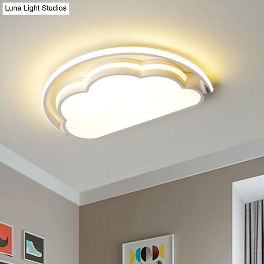 Cartoon Led Flush Mount Ceiling Light For Kids Bedrooms - Available In Pink White And Blue