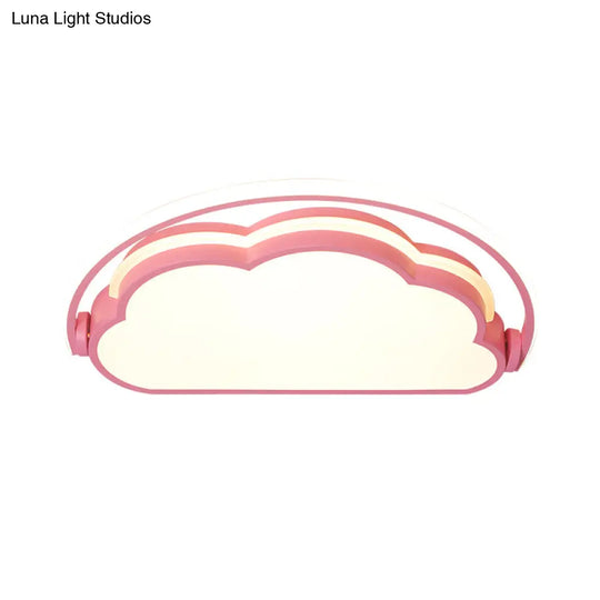 Cartoon Led Flush Mount Ceiling Light For Kids’ Bedrooms - Available In Pink White And Blue