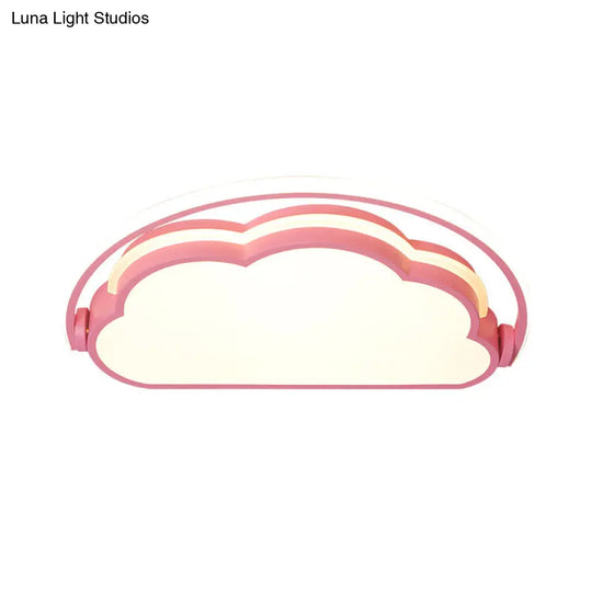 Cartoon Led Flush Mount Ceiling Light For Kids Bedrooms - Available In Pink White And Blue