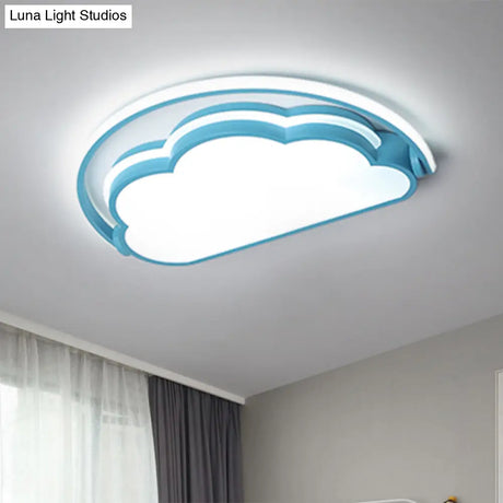 Cartoon Led Flush Mount Ceiling Light For Kids’ Bedrooms - Available In Pink White And Blue