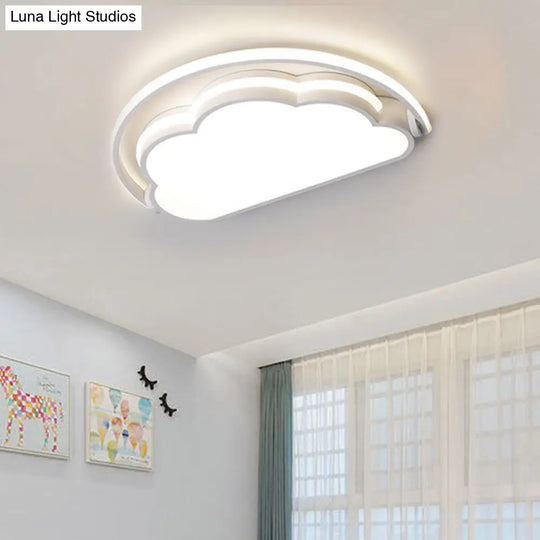 Cartoon Led Flush Mount Ceiling Light For Kids Bedrooms - Available In Pink White And Blue