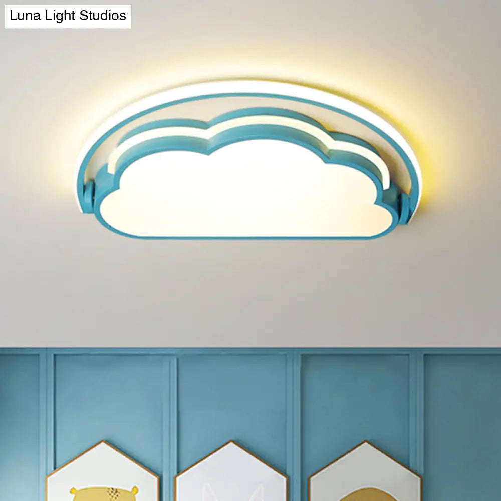 Cartoon Led Flush Mount Ceiling Light For Kids Bedrooms - Available In Pink White And Blue