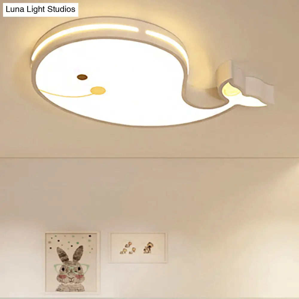 Cartoon Led Flush Mount Ceiling Light For Kindergarten With White Acrylic Fixture / A