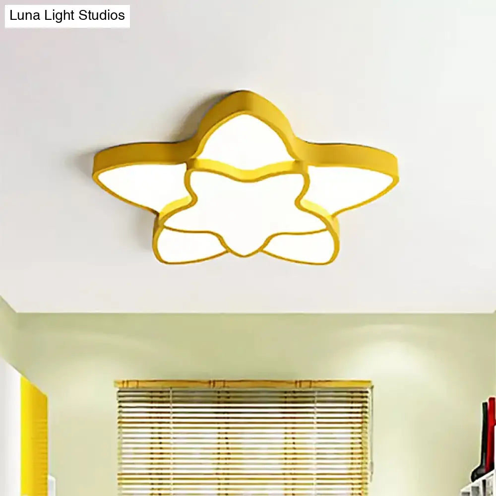 Cartoon Led Flush Mount Light: Vibrant 2-Star Acrylic Ceiling Lamp For Corridor And Kid’s Bedroom