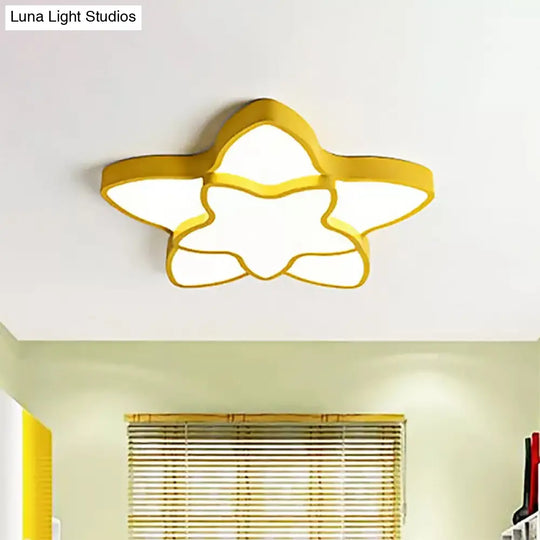 Cartoon Led Flush Mount Light: Vibrant 2-Star Acrylic Ceiling Lamp For Corridor And Kids Bedroom