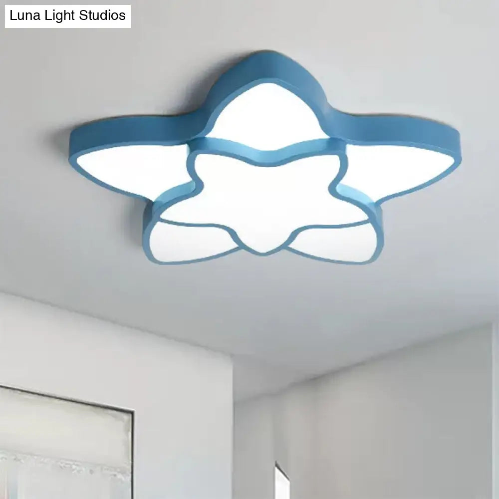 Cartoon Led Flush Mount Light: Vibrant 2-Star Acrylic Ceiling Lamp For Corridor And Kids Bedroom