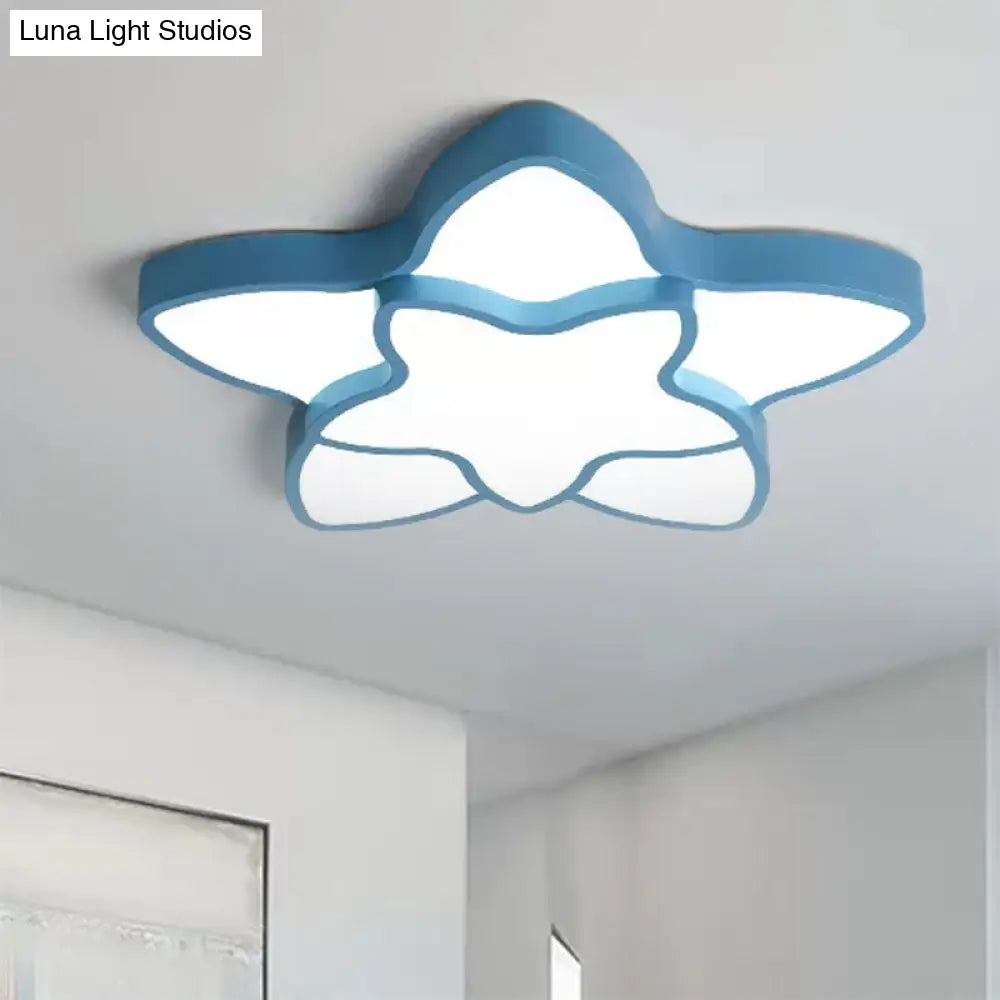 Cartoon Led Flush Mount Light: Vibrant 2-Star Acrylic Ceiling Lamp For Corridor And Kid’s Bedroom