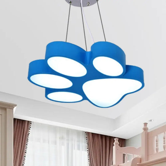 Cartoon Led Hanging Lamp - Doggy Paw Bathroom Pendant Light Blue / Warm 18’