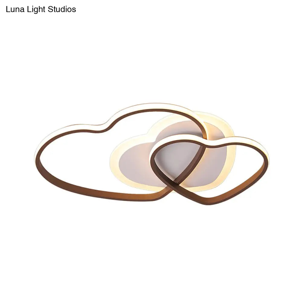 Cartoon Led Heart Design Flush Mount Lamp With Coffee Finish
