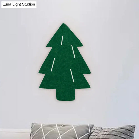 Cartoon Led Wall Lamp For Kids Bedroom With Felt Sheep Pine Tree And Airship - Available In Pink