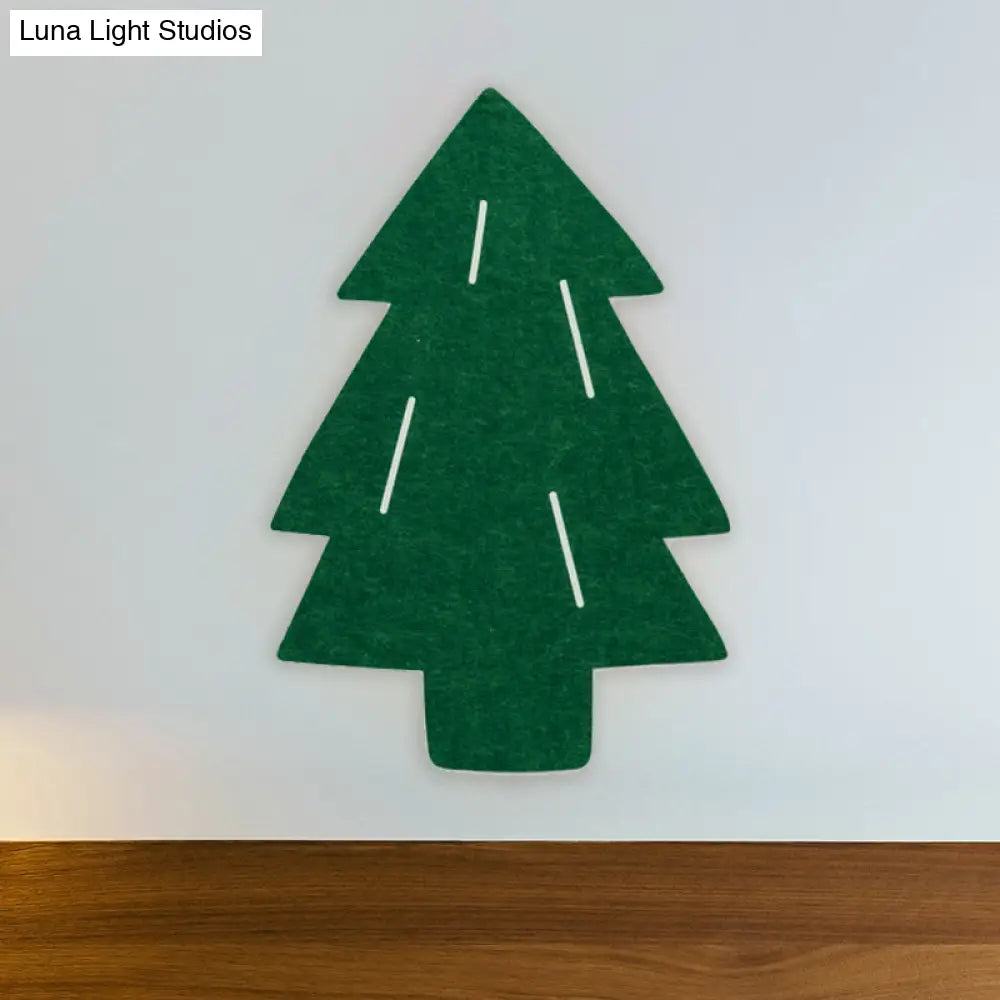 Cartoon Led Wall Lamp For Kids Bedroom With Felt Sheep Pine Tree And Airship - Available In Pink