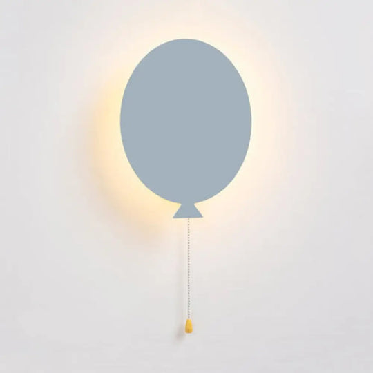 Cartoon Led Wall Sconce - Wooden Slim Panel Balloon Light For Childs Bedroom Or Kindergarten Grey