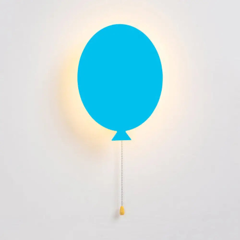 Cartoon Led Wall Sconce - Wooden Slim Panel Balloon Light For Childs Bedroom Or Kindergarten Sky