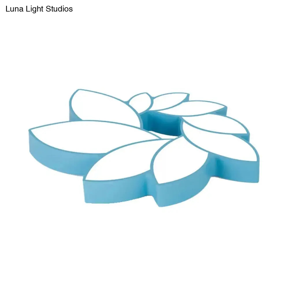 Cartoon Lotus Ceiling Mount Light - Led Flush For Baby Bedroom Blue / White