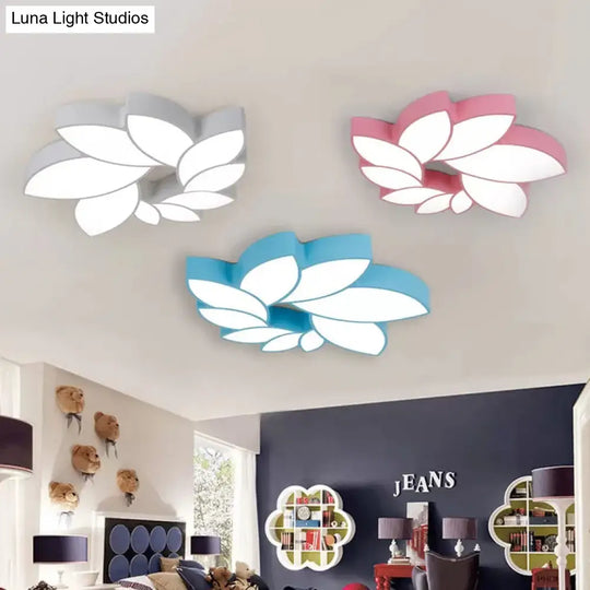 Cartoon Lotus Ceiling Mount Light - Led Flush For Baby Bedroom