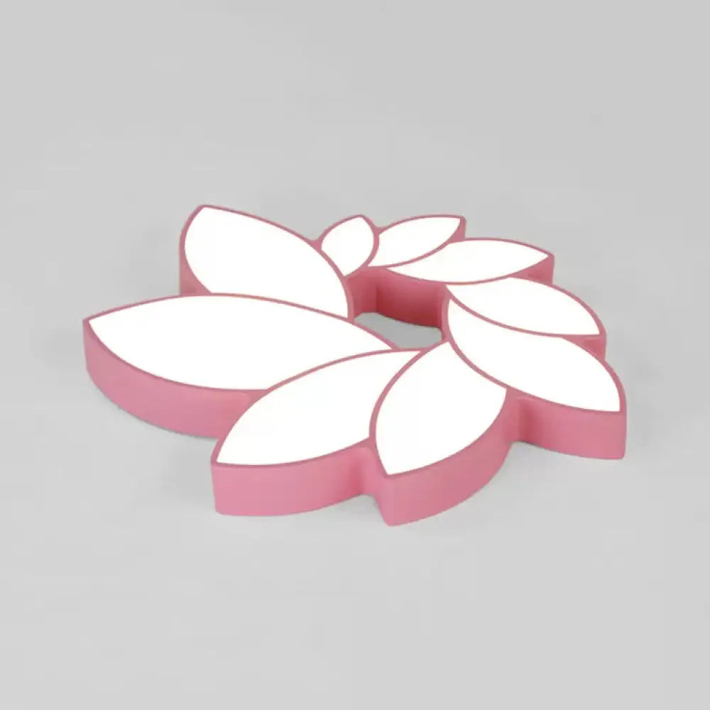 Cartoon Lotus Ceiling Mount Light - Led Flush For Baby Bedroom Pink / White