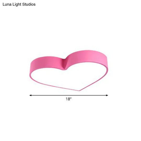 Cartoon Loving Heart Led Flush Mount Light With Romantic Acrylic Design - Ceiling For Bedrooms