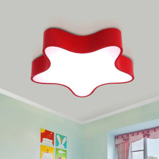 Cartoon Metal Pentacle Led Flush Mount Ceiling Light For Bedrooms Red / 18’ White