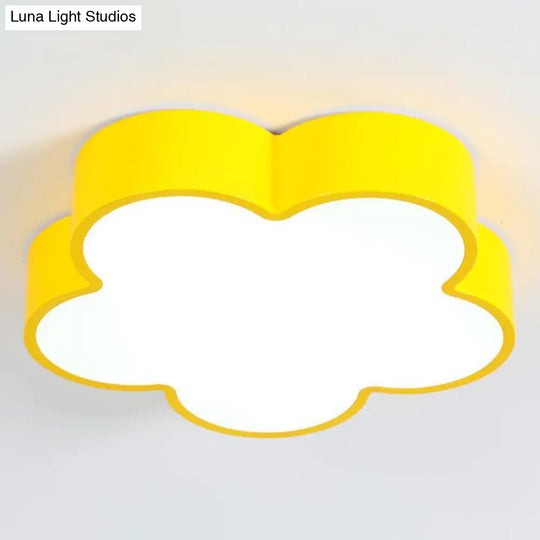 Cartoon Metallic Nursery Led Flush Mount Lighting Fixture With Flower Shaped Design Yellow / 18