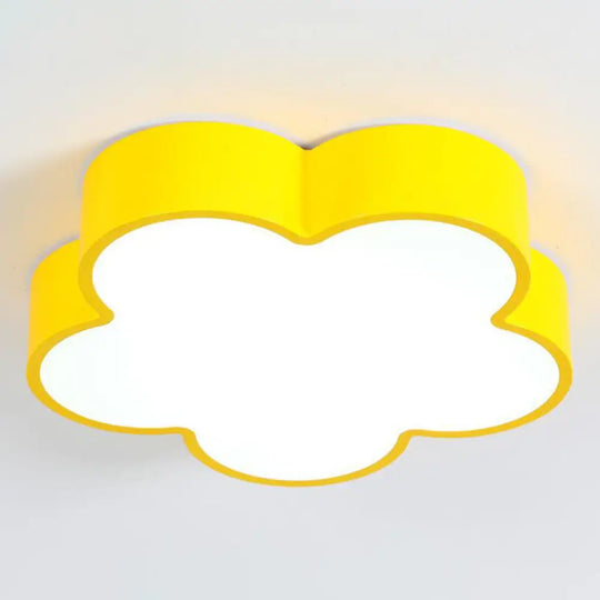 Cartoon Metallic Nursery Led Flush Mount Lighting Fixture With Flower Shaped Design Yellow / 18’