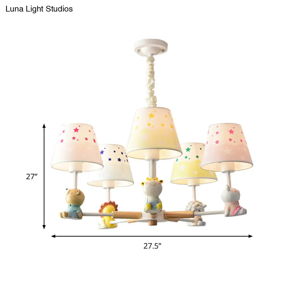 Cartoon Multi-Color Hanging Lamp Fixture - 5-Light Metal Ceiling For Kids Bedroom