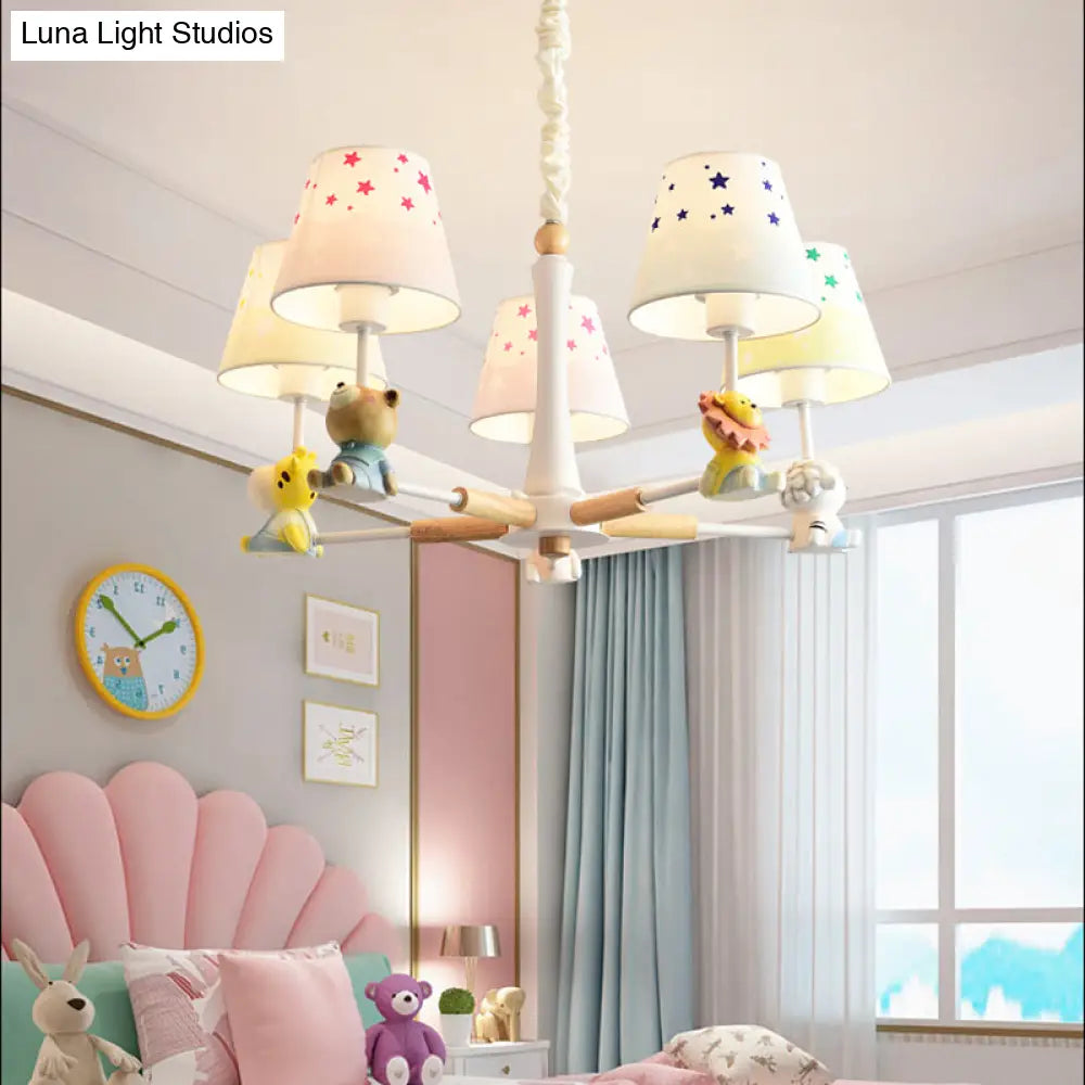 Cartoon Multi-Color Hanging Lamp Fixture - 5-Light Metal Ceiling For Kids Bedroom