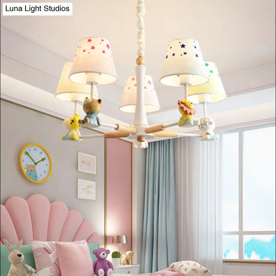 Cartoon Multi-Color Hanging Lamp Fixture - 5-Light Metal Ceiling For Kids Bedroom