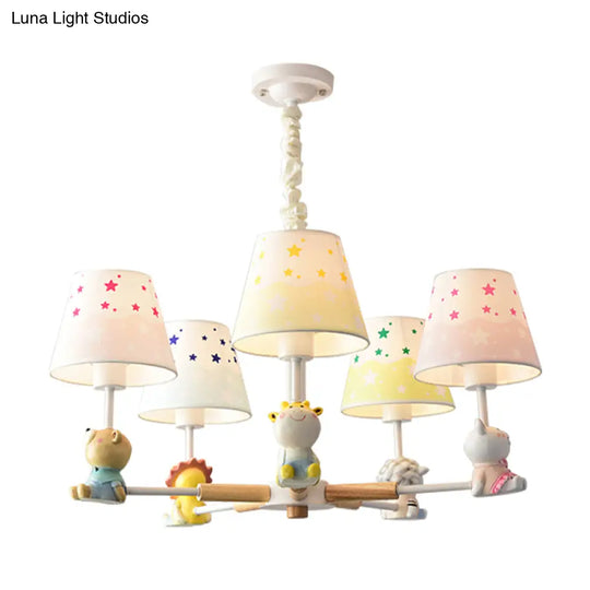 Cartoon Multi-Color Hanging Lamp Fixture - 5-Light Metal Ceiling For Kids Bedroom